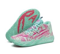 Voguerra Scarpe da Basket Unisex, Scarpe Sportive Traspiranti con Design Multicolore Abbinato, trazione dinamica, Comfort for Tutto Il Giorno for campi Indoor/Outdoor Fan di Basket(Green,39 EU)
