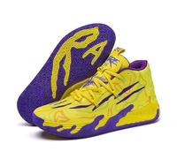 Voguerra Scarpe da Basket Unisex, Scarpe Sportive Traspiranti con Design Multicolore Abbinato, trazione dinamica, Comfort for Tutto Il Giorno for campi Indoor/Outdoor Fan di Basket(Yellow,44 EU)