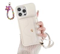 VogueSkin Wallet Case, Premium Leather, Card Holder & Hidden Makeup Mirror, 3-in-1 Wallet Phone Case, for Phone 17/16/15/14/13 Pro Max Series (White,15)
