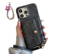 VogueSkin Wallet Case, Premium Leather, Card Holder & Hidden Makeup Mirror, 3-in-1 Wallet Phone Case, for Phone 17/16/15/14/13 Pro Max Series (MBlack,16 ProMax)
