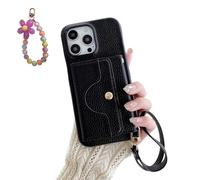 VogueSkin Wallet Case, Premium Leather, Card Holder & Hidden Makeup Mirror, 3-in-1 Wallet Phone Case, for Phone 17/16/15/14/13 Pro Max Series (Black,16)