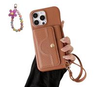 VogueSkin Wallet Case, Premium Leather, Card Holder & Hidden Makeup Mirror, 3-in-1 Wallet Phone Case, for Phone 17/16/15/14/13 Pro Max Series (Dark Brown,15)
