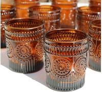 Vohocandle Portacandele marrone in set da 12 pezzi, portacandele per decorazione da tavolo per matrimoni, candele votive per feste e vacanze
