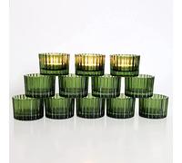 Vohocandle Set di 12 portacandele in vetro verde per decorazione da tavolo di nozze, portacandele per la decorazione della casa