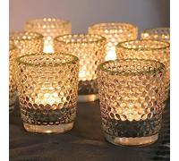 Vohocandle Set di 12 portacandele votive con bordo dorato, portacandele in vetro per decorazione da tavolo, matrimonio, compleanno e decorazione per la casa
