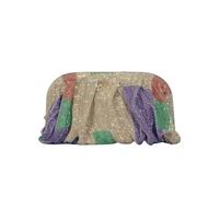 VOICE CHOO Shinny - Borsa da donna con strass increspati a forma di cuori d'amore, borsa da sera, moda per feste, oro e viola, taglia unica, Dorato e viola, Taglia unica