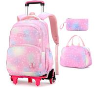 Voici et Voila Regali Scolastici 4 Sets Zaino Ruote per Bambini Elementare Scuola Ragazza Trolley Borsa Viaggio Zainetti per Bambini Cartella Scuola Ragazzi 32x18x45cm