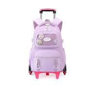 Voici et Voila Zaino Scuola con Ruote per Ragazza Zaino Trolley Elementare Scuola Bambini Zainetti Bambina Cartella Scuola Borsa Ragazze Viaggio Viola 32x18x45cm