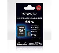 Voigtlnder microSDXC Prof. ad alta velocit UHS-I, Cl10, U3, V30 (100/95 MB/s) 64 GB