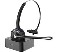 voijump Cuffie Bluetooth con microfono, cuffie wireless on-ear con cancellazione del rumore e stazione di ricarica, tasto muto per telefono per laptop, skype, call center, ufficio, camionista