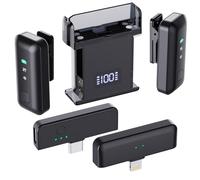 voijump Microfono wireless per iPhone 15 16, Android, mini microfono Lavalier per registrazione video, vlogging, podcast, microfono a clip con riduzione del rumore, trasmissione a 70 piedi