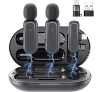 voijump Microfono Wireless per iPhone/Android/iPad - Microfono Lavalier con Custodia di Ricarica 42H, Riduzione Rumore, 65FT Portata - Mini Microfono per Video Social, YouTube, TikTok, Vlog, Live