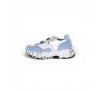 VOILE BLANCHE Sneakers in Suede e Tessuto Tecnico, Bianco-Azzurro- 40
