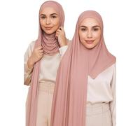 VOILE CHIC Istantaneo Hijab sciarpa da donna - Premium Jersey Head Scarf Wrap, Made in Turchia, Rosa polvere, Pacchetto di 1