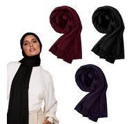 Voile Chic Sciarpa Hijab da donna in jersey Hijab, Nero, blu navy, bordeaux, 3 Pack