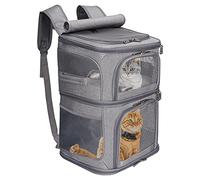 VOISTINO Zaino doppio 2 in 1 per cani e gatti di piccola taglia, borsa da viaggio portatile per animali domestici, design super ventilato, ideale per viaggi/escursionismo/campeggio, taglia M