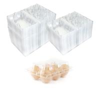 Voittozege 100 cartoni per uova in plastica trasparente - 2 x 3 trasparenti per 6 uova, mezza dozzina | Cartoni per uova in plastica trasparente per famiglia, pascolo, fattoria, mercato