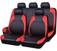 VOIV 9 Pezzi Auto Set Coprisedili per Audi A4 B8 Sedan/Avant 2007 2008 2009 2010 2011 2012-2015, Universale in Pelle PU Impermeabile Fodere Anteriori E Posteriori Auto Accessori,C Red