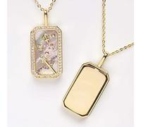 VOIV Collana con amuleto zodiacale, segno zodiacale, collana con ciondolo a forma di carta dei tarocchi, collana con pietra portafortuna colorata da 18 carati, regalo per donne, Rame
