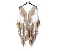 VOIV Poncho Copricostume da Donna Coprispalle Estivo con Bottoni Sciarpa Caftano Scialle da Spiaggia con Camicetta in Chiffon