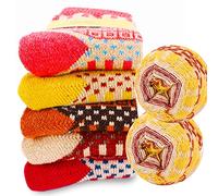 VoJoPi Calze Donna Invernali, 6 Pairs Calzini Donna Termiche di Lana Vintage, Spesse Colorati Calzini Calde Cotone, Taglia Unica 35-40