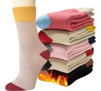 VoJoPi Calzini Termici Donna, 5 Paia Calze di Lana Addensati e Caldi, Design Morbido e Accogliente in Spugna Intera, Taglia 35-42