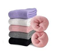 VoJoPi Calzini Termici Donna, 5 Paia Calze di Lana Addensati e Caldi, Design Morbido e Accogliente in Spugna Intera, Taglia 35-42