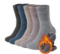 VoJoPi Calzini Termici Uomo, 5 paia Calze Uomo Invernali, Calze Lana Addensati e Caldi, Morbido e Accogliente, Taglia Unica 39-45