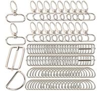 VOKABY 100 Pezzi Moschettoni per Borse Kit,Contiene 20 Pezzi Ganci a Scatto Girevoli,40 Pezzi Anello a D,40 Pezzi Fibbia Triglide Metallo