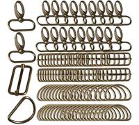 VOKABY 100 Pezzi Moschettoni per Borse Kit,Contiene 20 Pezzi Ganci a Scatto Girevoli,40 Pezzi Anello a D,40 Pezzi Fibbia Triglide Metallo