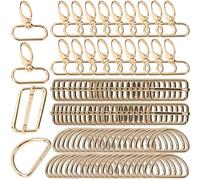 VOKABY 100 Pezzi Moschettoni per Borse Kit,Contiene 20 Pezzi Ganci a Scatto Girevoli,40 Pezzi Anello a D,40 Pezzi Fibbia Triglide Metallo