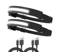 Vokida Torcia frontale COB XPE LED Lampada Frontale Lampada de testa 2 Pack | campeggio Super Bright 350 Lumen Faro a induzione 5 Mdoes impermeabile per pesca, corsa, escursionismo