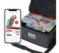 Vokiuler Set di 204 pennarelli ad alcol con app, doppia punta, punta larga e fine, regalo per artisti stundent bambini adulti disegno illustrazione grafica design con custodia per il trasporto