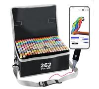 Vokiuler Set di 262 pennarelli ad alcool, con app, doppia punta, ideali come regalo per artisti stundent per bambini e adulti, per disegnare e colorare illustrazioni grafiche, con custodia per il