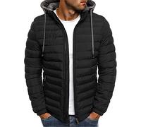 vokkrv 2024 Uomo Giacca Caldo Invernale Piumino con Cappuccio Manica Lunga Leggero Imbottito Giubbotto Casual Tinta unita Classico Antivento Parka Cappotto da Lavoro Outdoor Regular Fit Comodo