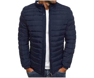 vokkrv 2025 Uomo Giacca Caldo Invernale Piumino Senza Cappuccio Manica Lunga Leggero Imbottito Giubbotto Casual Tinta unita Classico Antivento Parka Cappotto da Lavoro Outdoor Regular Fit Comodo