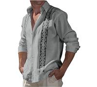 vokkrv Camicia Cotone Uomo Maniche Lunga Shirt Slim Fit Elegante Camicie Regolare Classiche Formal Camicia Matrimonio Facile da Stirare Camicie Stampata da Cerimonia Business per Il Tempo Libero