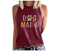 vokkrv Canotta Donna Estiva Senza Maniche Festa della Mamma Elegante Spalla Larga Canottiera in Cotone Stampa Lettera Comodi Morbido Sottili Fitness Pullover S-XXL