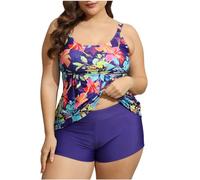 vokkrv Costume da Bagno Donna Due Pezzi Sexy Push Up Estivi Bikini Set Imbottito Reggiseno Halter Vita Alta Costume da Mare Spiaggia Curvy Brasiliana Tankini Set Oversize XL-5XL