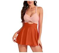 vokkrv Costume Intero Donna 1 Pezzo Gonna Sexy Elegante Estiva Casual Vita Alta Controllo della Pancia Tinta Unita Costume da Bagno per Spiaggia Mare Ruched Skirted Nero Bianca