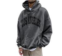 vokkrv Felpa in Pile Uomo con Cappuccio a Maniche Lunghe Felpe Autunno Inverno Imbottito Caldo Hoodies Stampa di Lettere Sweatshirt Tops Felpata Solidi Pullover Hoodie Casual Sportivo Allentata