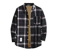 vokkrv Giacca da Uomo Camicia a quadri Flanella Imbottita con Bottoni Tasche sul Petto Maniche Lunghe Casual Elegante Collo a Bavero Invernale Autunnale Scozzese Taglie forti
