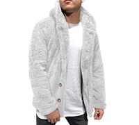 vokkrv Giacca Uomo Peluche Invernale con Cappuccio Termica Leggeri Comoda Cardigan Capispalla in Pile Esterno Sportiva Tinta unita Hoodie Teddy Fleece Taglie forti 3XL