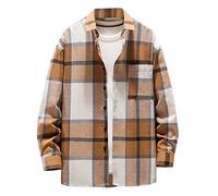 vokkrv Giacca Uomo Plaid Camicia Jacket Giacche da Sherpa quadri Giacca in pile Cappotto a maniche lunghe caldo Casual Inverno Cappotto Capispalla invernale da Lavoro Giubbotto Cardigan taglia forte