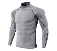 vokkrv Maglia a Compressione Uomo Manica Lunga Ciclismo Running Montagna Palestra Asciugatura Rapida Traspirante Elasticizzati Sportiva Fitness Solidi Nera 3XL