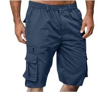 vokkrv Pantaloncini Cargo da Uomo Estivi Escursion Elastici in Vita Tinta Unita Pantaloni Corti da Allenamento Multitasca Comodi Traspirante Leggeri Sottili Sportivo Jogging Oversize S-3XL