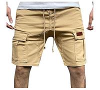 vokkrv Pantaloncini Cargo da Uomo Estivi Trekking Elastici in Vita con Coulisse Tinta Unita Pantaloni Corti da Allenamento All'aperto Multitasca Comodi Traspirante Sottili M-3XL