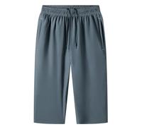 vokkrv Pantaloni 3/4 Uomo Estivi Casual Elastici in Vita Pantaloni Cargo da Corsa Jogging Allentati Comodi e Traspirante Tinta Unita Gamba Larga Pantaloncini Sportivo Taglie Forti M-8XL