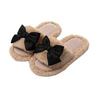 vokkrv Pantofole Peluche Donna Ciabatte con Fiocco Calde Leggere Morbide Comode e Antiscivolo Peluche Inverno Caldo Soffici Slippers Casual Quattro Stagioni Morbide Pelo Fluffy Pelose Interno