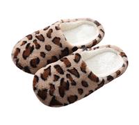 vokkrv Pantofole Spugna da Donna Ciabatte da Casa Memoria Schiuma Invernali Peluche Morbido Comodi Scamosciate Stampa Leopardo Ciabatte Pelose Caldo Slip-on Indoor